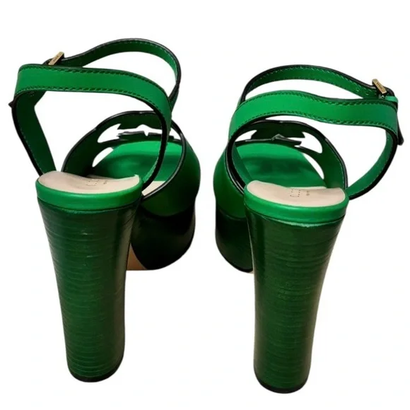 Gucci Shamarock Green Women's platform Sandal heels size 40 - Picture 3 of 6